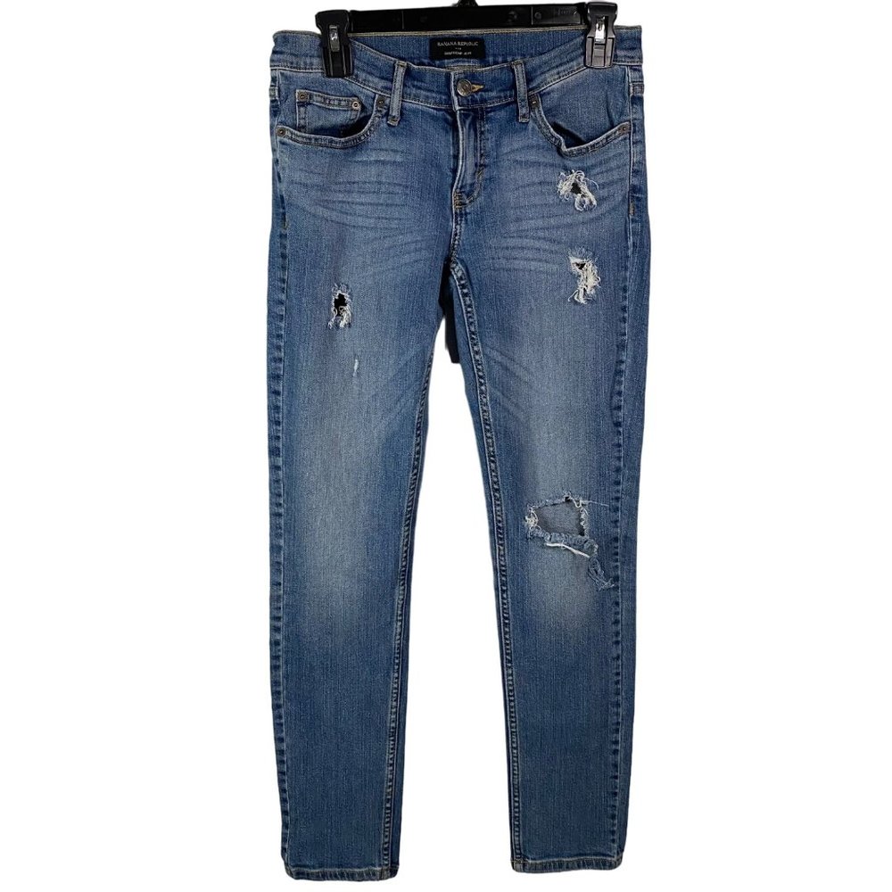 Banana Republic Mid-Rise Girlfriend Women's Size 0 Blue‎ Cotton Denim Jeans
